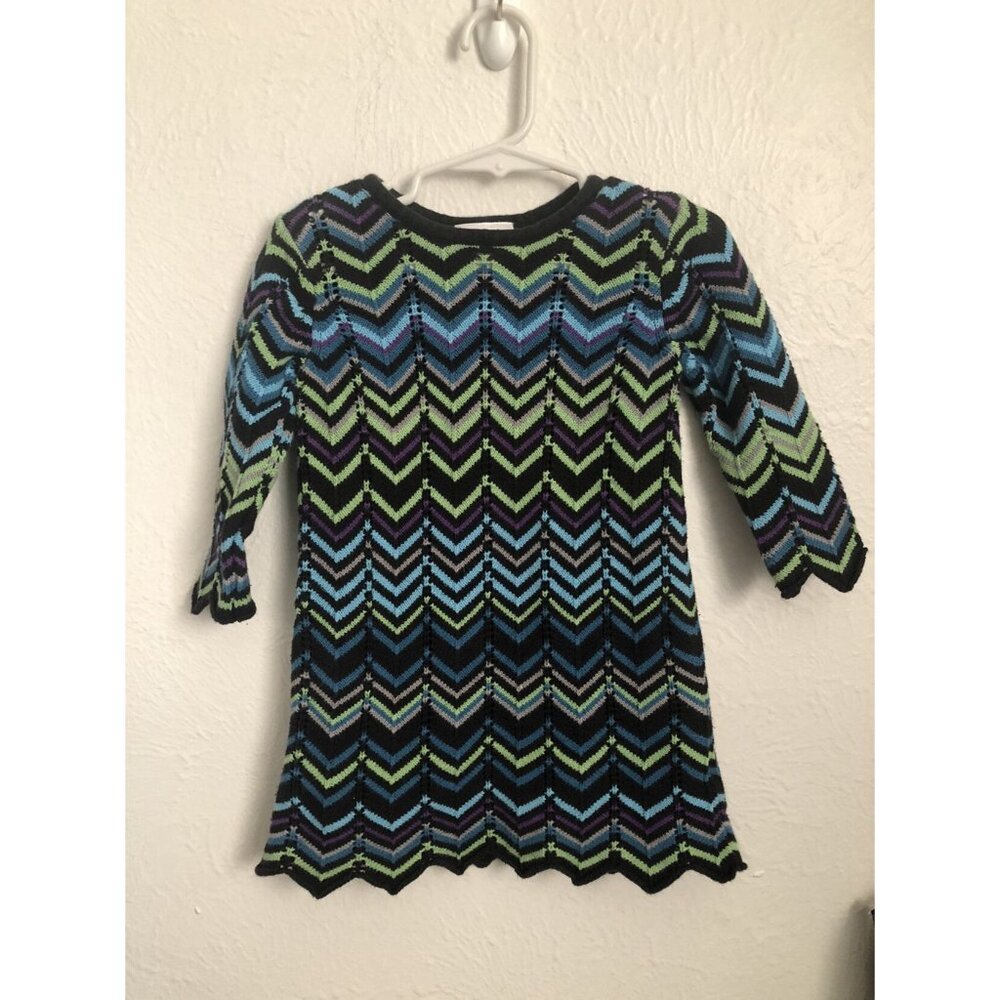 Hanna Andersson  size 90 3T Chevron sweater Lined dress